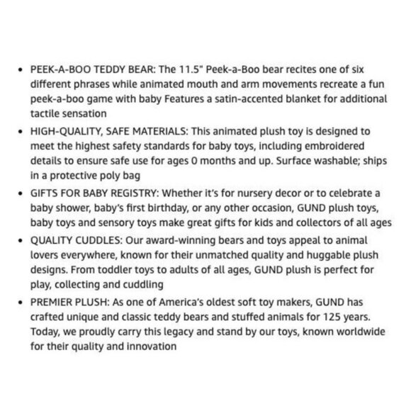 GUND Peek-A-Boo Teddy Bear Animated Stuffed Animal Plush - Picture 10 of 12